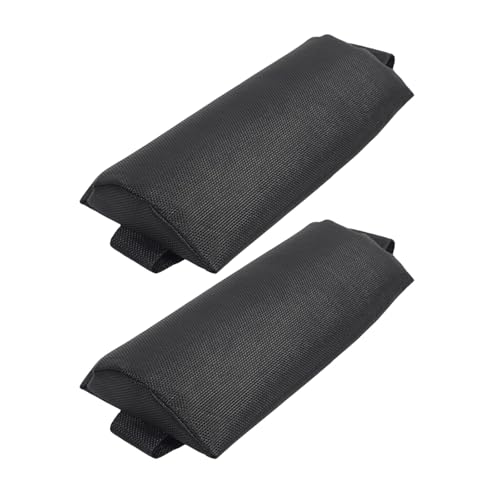 LIOOBO 2 Almohadas Reposacabezas Ergonómicas Negras para Tumbonas Plegables de Patio y Césped, Cojines Cómodos para Silla de Ocio Correas Elásticas, Soporte Cervical para Exterior