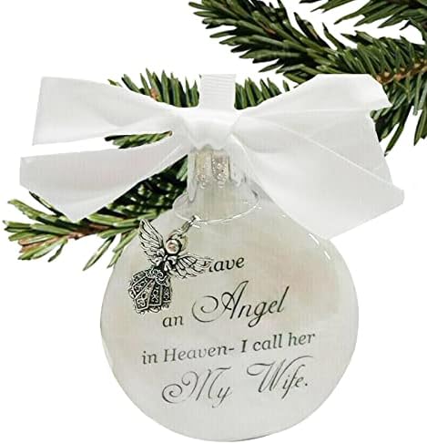 Timpfee Christmas Memorial Baubles Ornaments Feather Ball I Have an Angel in Heaven With Small Angel Christmas Bauble Ornament, Mum Dad Hanging Decoration