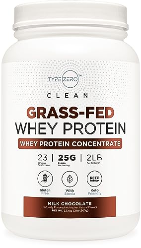 Type Zero Grass Fed Whey Protein Concentrate Powder (Chocolate, 2LBS) - Gluten Free & Non-GMO