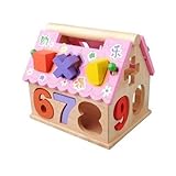 Lihgfw Digitale geometrische Form Box Baby Intelligenz Box Weisheit Haus Kinder Pädagogische Spielzeug Jungen Intelligenz Gehirnspielwaren Mädchen montierte Spielzeug (Color : Rosa)
