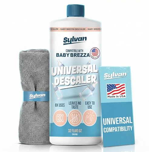 Image of Sylvan Hills Descaler Compatible with Baby Brezza Machines | 32 Oz | 12 Month Supply | US Made | Free Cleaning Cloth | Descaling Solution Compatible with Baby Appliances | Cleans & Descales