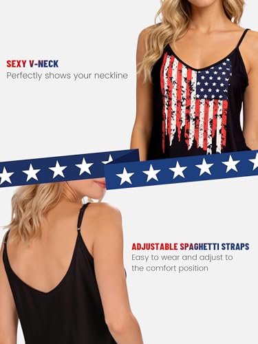 Image of Ibeauti American Flag Tank Tops for Women 4th of July Outfits Camisoles Patriotic 250th Anniversary USA Shirts
