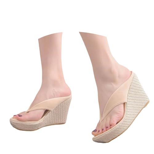 Zapatillas Mujer Casa Verano- Sandalias Mujer Planas Sandalias De Playa Bohemias De 9 Cm con Tacón Grueso Estilo Chanclas Y Diseño con Separación para Los Dedos Básica