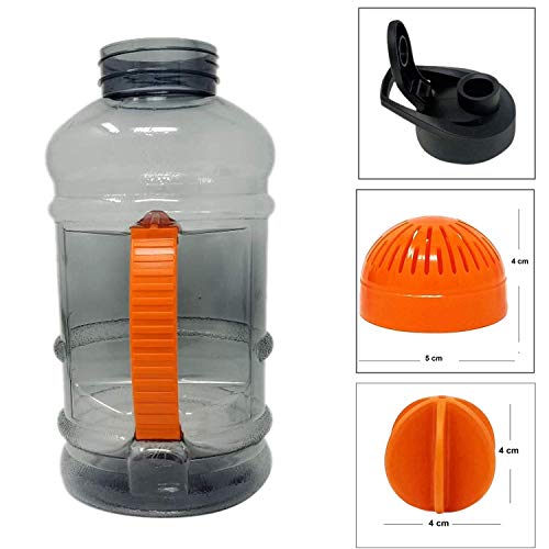 Image of Zyro Pack of 2, Gallon Water Bottle 1.5L with Mixer Ball & Strainer | BPA-Free, 100% Leak-Proof Gym, Office, Travel, Sports & Running Bottle Large Capacity Sipper for Men & Women Orange Combo