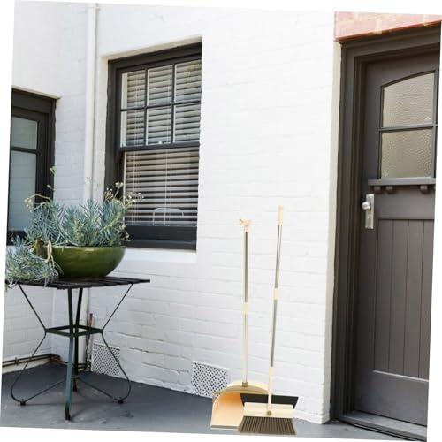 PLAFOPE Besen mit Langem Griff und Kehrschaufel Set Staubbesen mit Gummilippe für Einfache Haar Staubaufnahme Haushaltsreinigungswerkzeug mit Aufhängeöse Praktisches Kehrset für Schwer – Bild 3