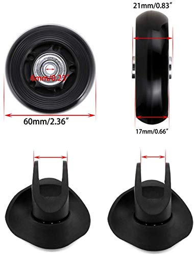 Fan-Ling Luggage Suitcase Replacement Wheels, Rubber Swivel Caster Wheels Bearings Repair Kits (C:60MM)
