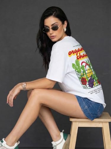 Image of JUNEBERRY Women's Oversized Graphic T-Shirt Retro Floral & Vintage Aesthetic Print, Loose Fit Casual Streetwear Tee, Trendy Baggy Style, (Sizes S-2XL)