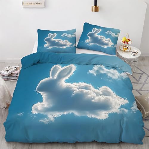 Housse de couette 220x240 lapin douce et infroissable pour literie double