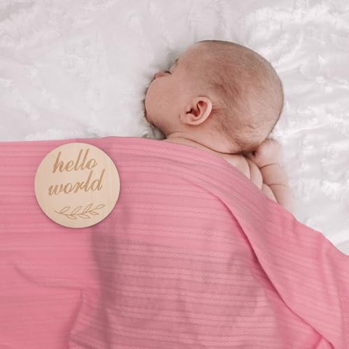 Image of AQOKKA Newborn Receiving Blanket with Bow Hat Headband Wooden Card Set Wheat-Pattern Newborns Toddler Baby Boy Girl Nursery Swaddle Wrap