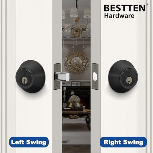 BESTTEN 3 Pack Keyed Alike Deadbolt, Single Cylinder Entry Door Lock with Same Key, 9 Keys Included, for Exterior Front Doors, Matte Black by BESTTEN - Image 2