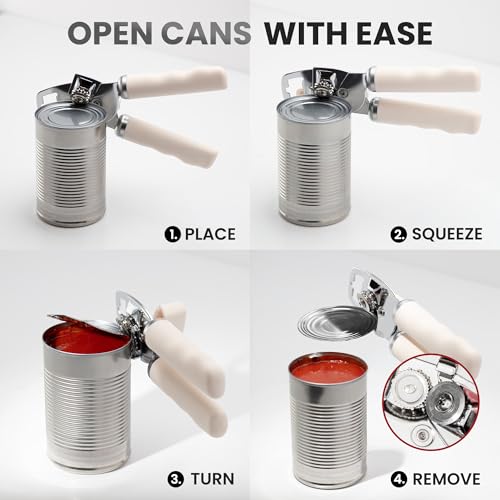 Image of Zulay Kitchen Manual Can Opener Heavy Duty Patented Stainless Steel, Cream