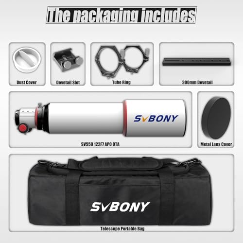 Image of SVBONY SV550 Triplet APO Telescope, 122mm F7 ED Glass Telescope for Adults High Powered, 2.5 inch Dual-Speed Focuser, 87mm Focus Travel Distance Refractor OTA, for Deep Space Astrophotography and Visual