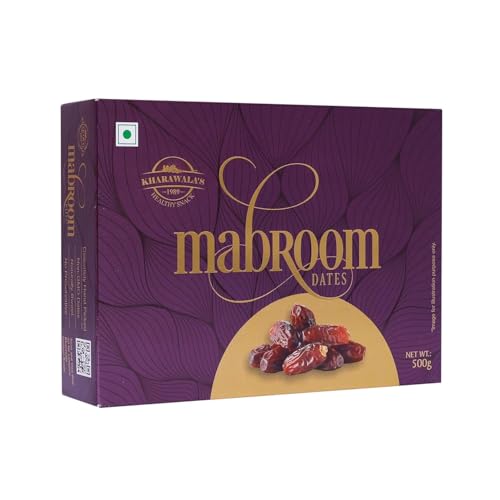 Image of KHARAWALA'S Mabroom Dates - Pack of 2 (500gm Each) | Fresh & Authentic Dates | Preservatives Free Khajoor | Naturally Sweet & Juicy | Rich Energy Snack