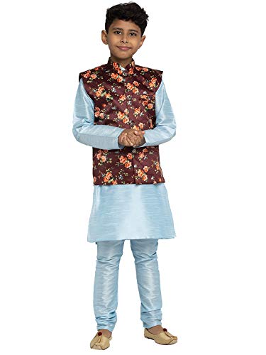 Image of KRAFT INDIA Boys Satin Printed Nehru Jacket Only