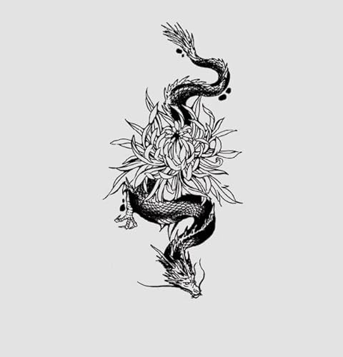 ARYU 花 ドラゴン ハーブ 防水 長持ち 男女兼用 半永久的 クリエイティブ ハイエンド 個性 ドラゴン年 タトゥー ステッカー 8.8*16.9cm ARYU 花 ドラゴン ハーブ 防水 長持ち 男女兼用 半永久的 クリエイティブ ハイエンド 個性 ドラゴン年 タトゥー ステッカー 8.8*16.9cm