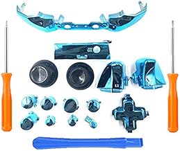 Full Set Chrome Dpad Triggers Buttons RT LT RB LB Button ABXY Buttons with Thumbstick for Xbox One Slim Xbox One S Controller Replacement with T6 T8 Screwdriver (Blue)