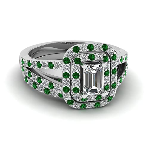 Parure de mariage en diamant double halo et argent sterling d'exception