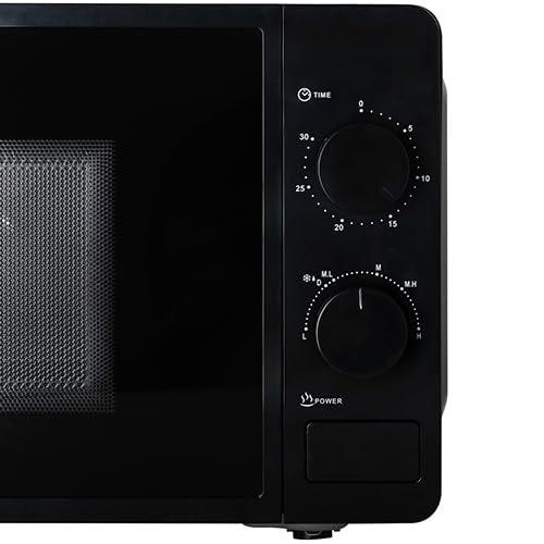 ADLER EUROPE AD 6206 Mikrowellenherd - 20L Kapazität, 700W Leistung, 6 Leistungsstufen, Auftaufunktion, Mechanische Steuerung, LED-Innenbeleuchtung, Schwarz