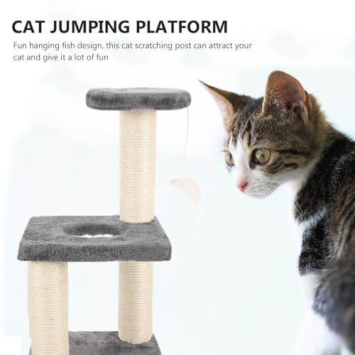 Rascador Torre de Sisal Multi-Capa para Gatos Gris miniatura 3