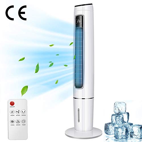 HUA JIE Aires Acondicionados Móviles, Ventilador del Enfriador De Aire, Humidificador De Aire, 3 Velocidades, Función De Control Remoto, con Panel Led, Rendimiento Eficiente De Energía De 60 Vatios