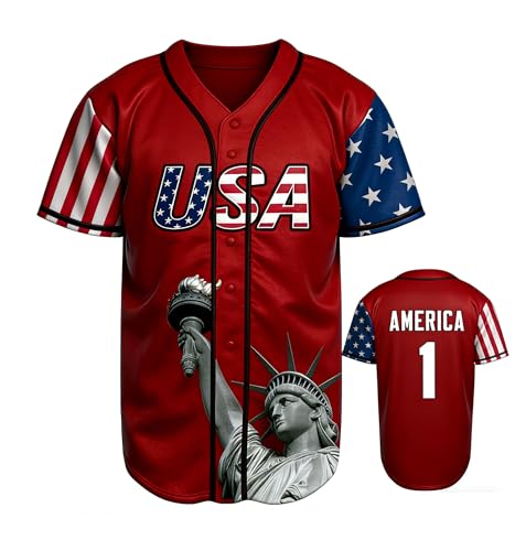 Ultrexo Youth USA Baseball Jersey Red