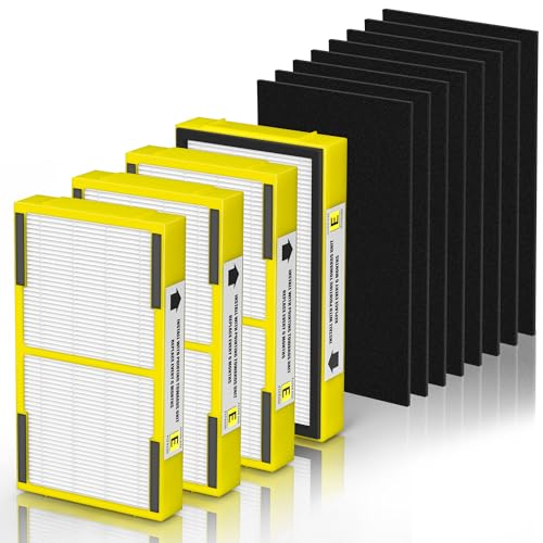 FLT4100 Filtro HEPA di ricambio Ture E per Guardian Technologies Purificatore d'aria AC4100, AC4100CA, AC4150BL, AC4150PCA, AC4150P, 4HEPA+8 pre-filtri a carbone attivo
