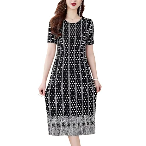 Robe d'été à manches courtes JYHBHMZG midi et décontractée col rond