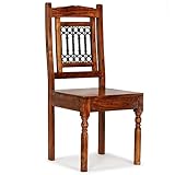 vidaXL 2X Massivholz Esszimmerstuhl Sheesham Finish Holzstuhl Essstuhl Stuhl - 8