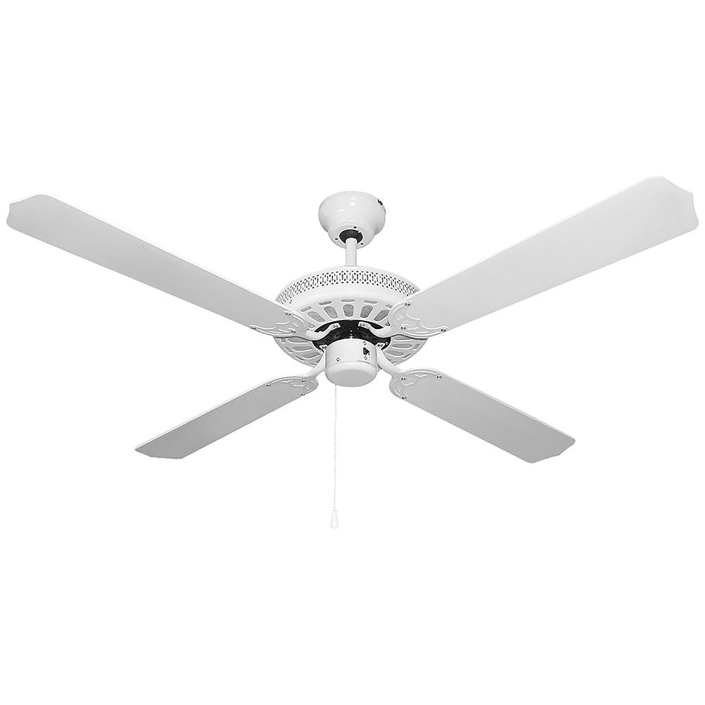 Orbegozo CF 07132 B - Ventilador de techo sin luz, 60 W de potencia, 4 aspas reversibles, diámetro de 132 cm, 3 velocidades de ventilación y color blanco