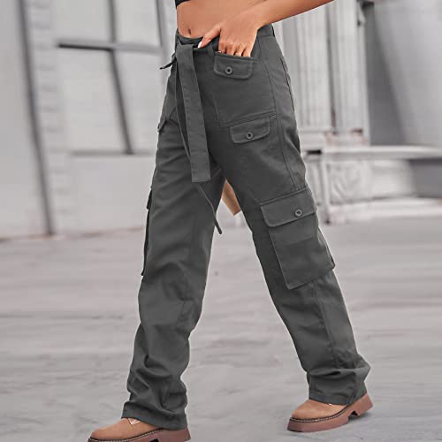 Outdoor Cargo Jeans Women's Relax Fit Casual Straight Leg Cargo Pants High Waisted Military Pockets Work Trouser3