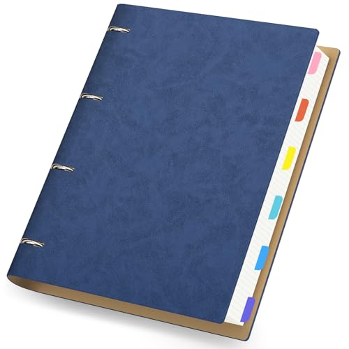 Yarorm Ring Binder Notebook A4, Squared Paper Notebook A4-21.5x28cm PU Leather Notepad, 100g/m² Refillable Grid 5mm Notebook
