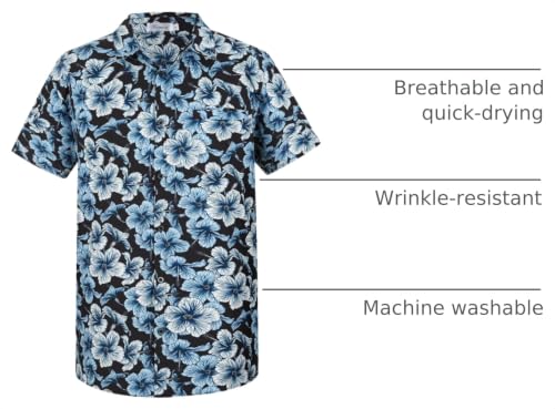 Image of Yoimira Hawaiian Shirts for Men, Print Mens Casual Short Sleeve Button Down Shirts Floral Aloha Beach Shirt