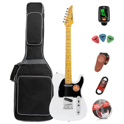 Guitarra eléctrica para adultos, principiantes, guitarra, rock, profesional, para hombres y mujeres (White)