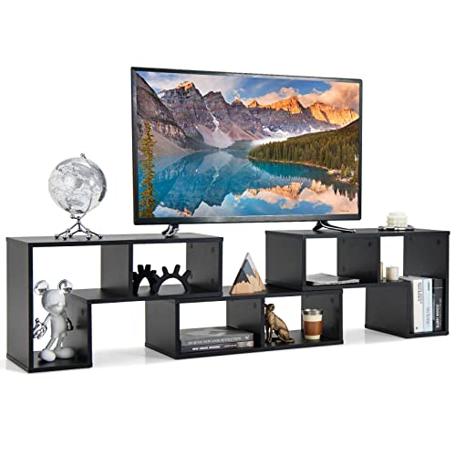 COSTWAY Meuble TV en 3 Pcs Modulaire, Meuble TV Angle Extensible pour Télé 49 Pouces, Étagère Bibliothèque Modulable pour Salon, Chambre, 135x30x43cm...