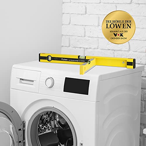 Foto von FLÜWA Wasserwaage mit Flügel 60 cm | Mit aufgedrucktem Winkelmesser (45° & 90°) & magnetischer Unterseite | Ausklappbarer Flügel zum gleichzeitigen Nivellieren in zwei Richtungen