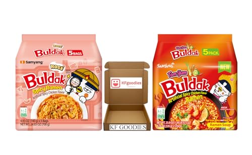 KF GOODIES Korean Ramen Variety Pack Gift Box (10 Count) – Spicy Buldak Noodle Assortment for Birthdays, College Care Packages, Office Snacks, and Gift Baskets