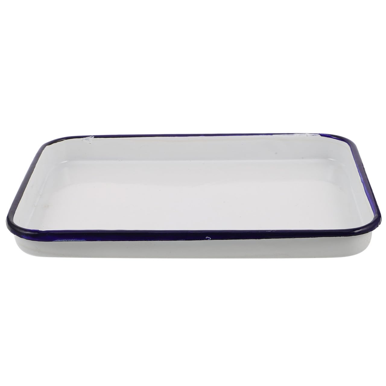 Bandeja de esmalte de estilo retro, molde rectangular blanco de alta calidad
