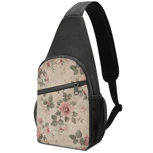 Bolso tipo bandolera con diseño floral retro para hombre y mujer miniatura 1