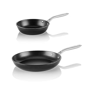 TECHEF – Onyx Collection Nonstick Frying Pan Skillet Set, PFOA-Free, Dishwasher Oven Safe, Stay-Cool Stainless Steel Handle, Induction-Ready, Made in Korea (8-inch and 10-inch)