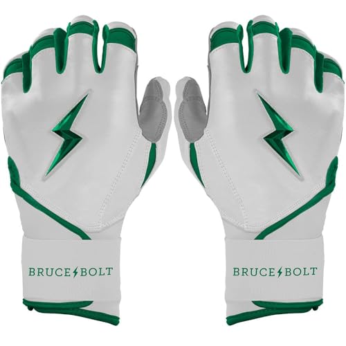 BRUCE BOLT Chrome Series Long Cuff Green Batting Glove - Green Youth Small