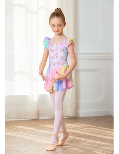 Image of Arshiner Girls Ruffle Sleeve Ballet Dance Dress Tutu Skirted Leotard