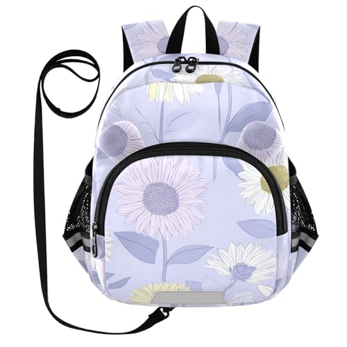 Image of SyXIOP Cute Ears Toddler Day Backpack Leash Kids Boy's/Girl's Anti-Lost Daycare Bag with Reflective Strip S Blu Ray Sunflower Pastel Purple
