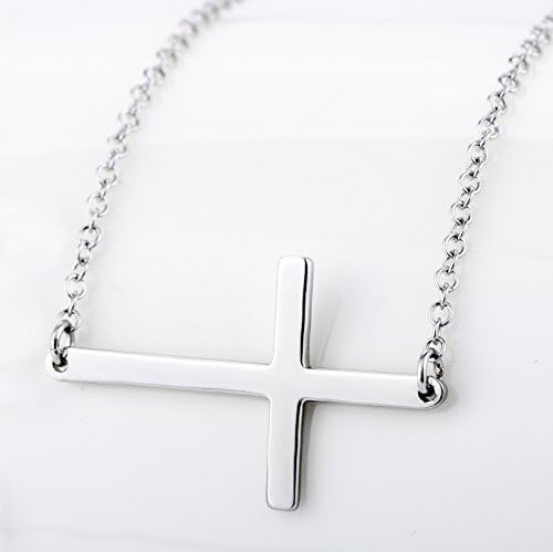 LEMONDROP 925 Sterling Silver Sideways Cross Necklace - Image 3