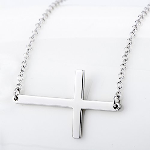 Lemondrop 925 Sterling Silver Sideways Cross Necklace 18" + 2" #TOP2