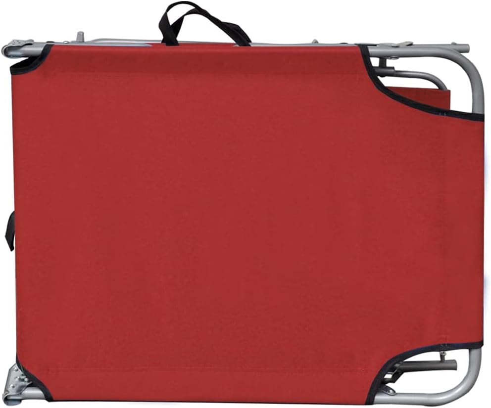 vidaXL Patio Lounge Chair, Folding Sunlounger with Adjustable Backrest, Sunbed with Canopy, Pool Lounge Chair for Outdoor Porch, Red Aluminum