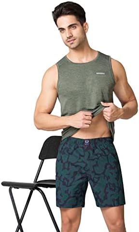 Van Heusen Sport Men Boxer Shorts - 100% Combed Cotton - Allover Print, Media Pocket, Super Soft_70013_Vsb-7_S, Grey