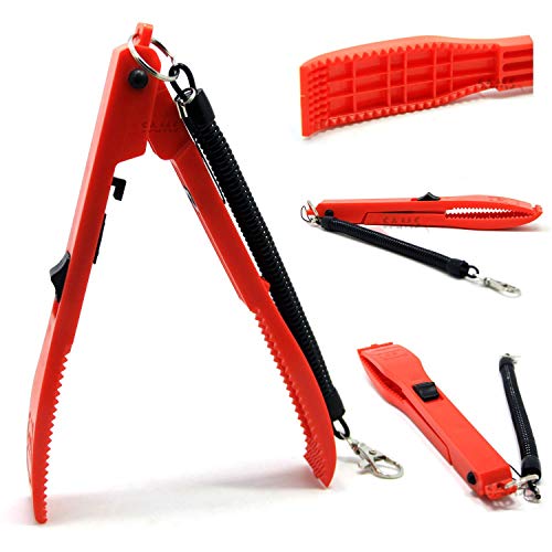 samsfx ABS Interruptor de la cerradura con de agarre de pesca peces cuerpo soporte abrazadera controlador Attached para pesca con mosca primavera Lanyard, rojo