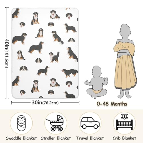 Image of vvfelixl Baby Bernese Mountain Dog Cotton Blanket - Lightweight Swaddle Blanket for Infants, Toddler, Boys, Girls - 30 inch X 40 inch, Puppy