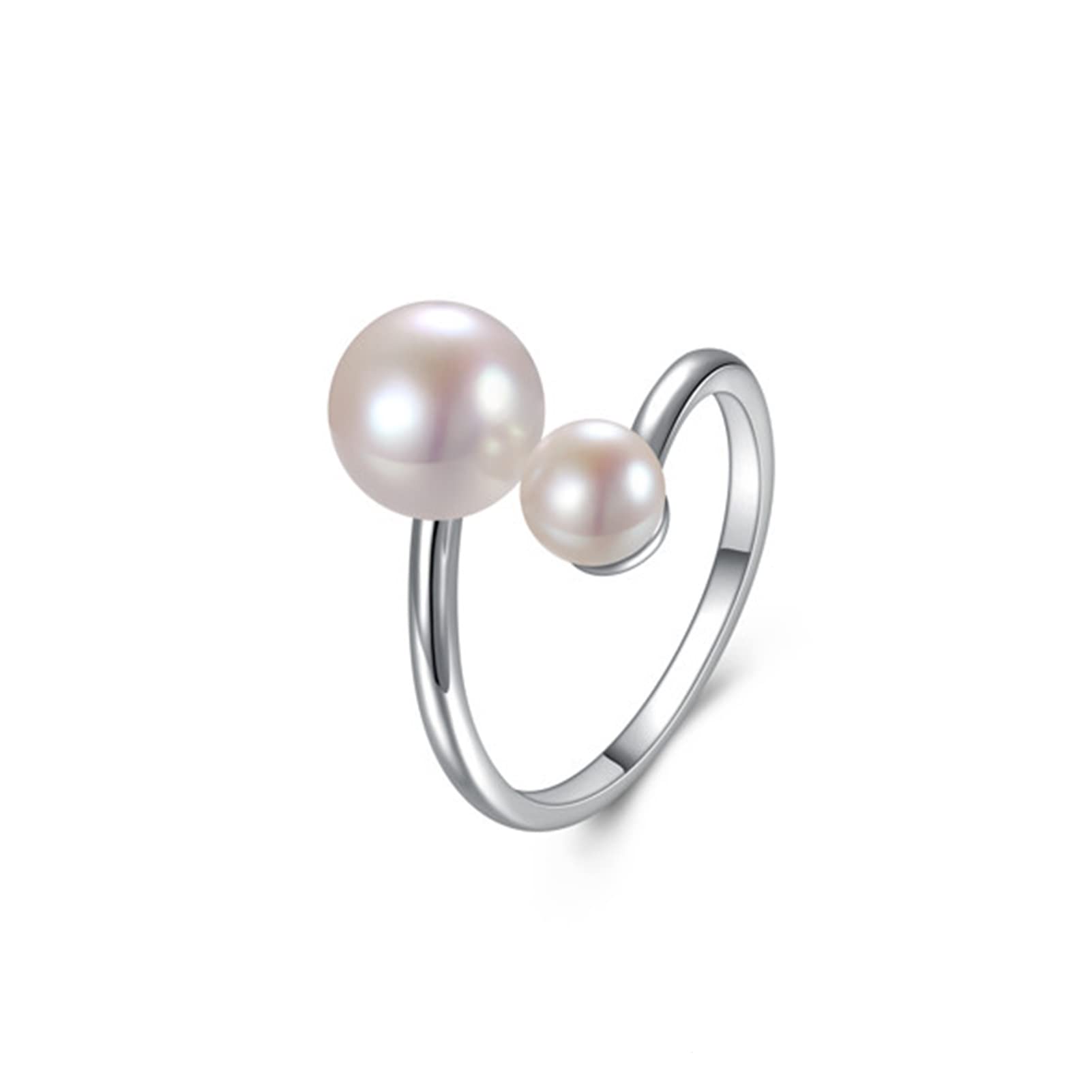 H'Helen Anillo Abierto de Plata de Ley 925 y Perla Cultivada de Agua Dulce Para Mujer Niña