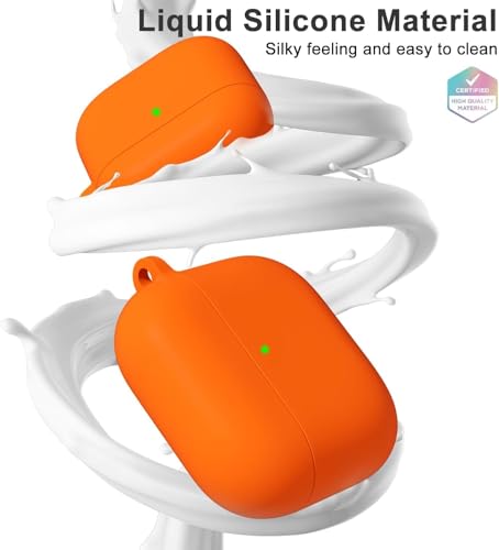 Image of Meyaar for Apple AirPods Pro 3 Case Cover with Keychain, Soft Skin Silicone Case Cover, Full Protective Case Cover Compatible with AirPods Pro (3rd Generation) Case 2025 (Orange)